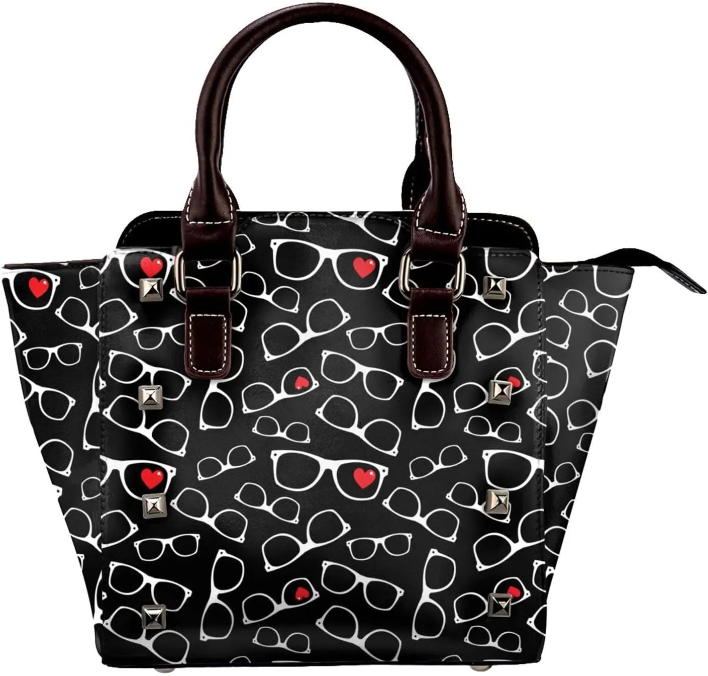 Women's Pu Leather Handbag Rivet Shoulder Bag Studded Top Handle Satchel Crossbody Tote Bag Punk Bag Purse