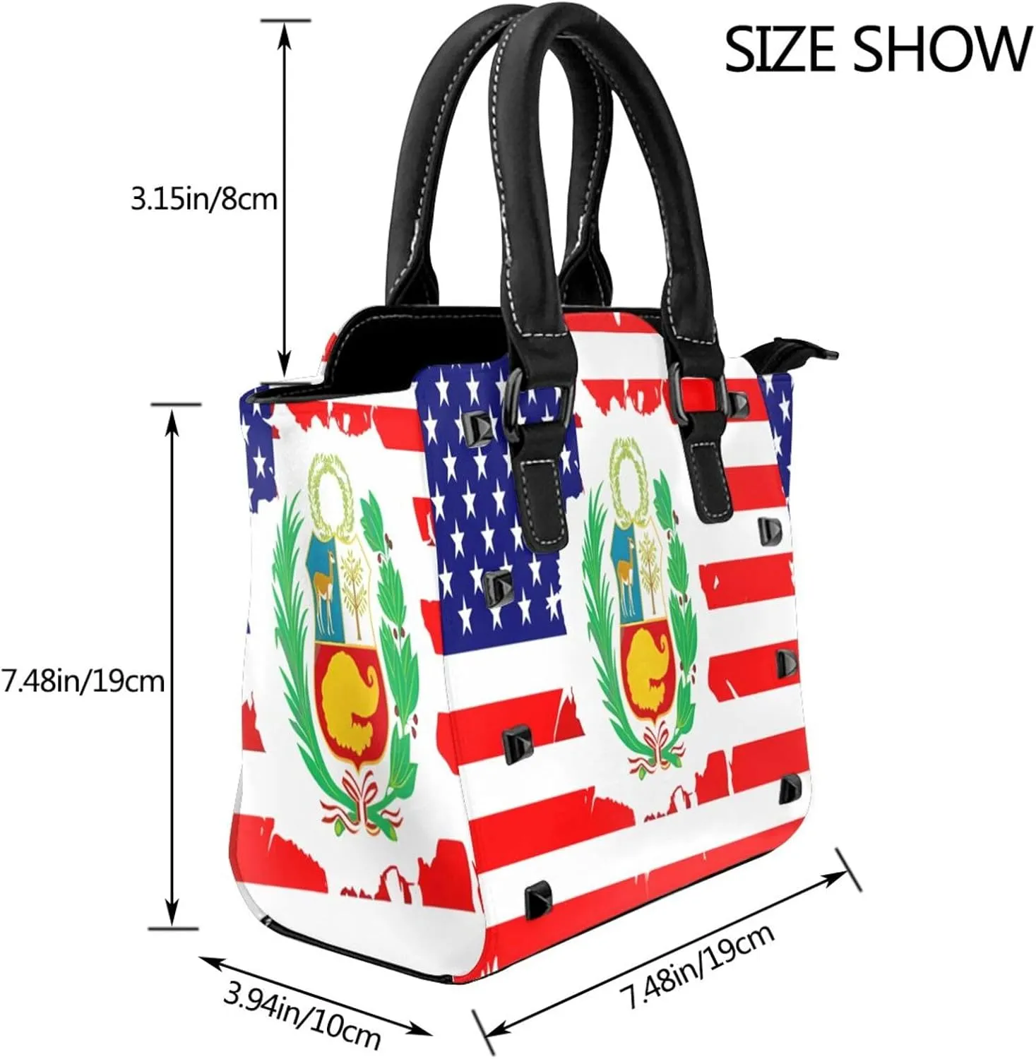 Women's Pu Leather Handbag Rivet Shoulder Bag Studded Top Handle Satchel Crossbody Tote Bag Punk Bag Purse