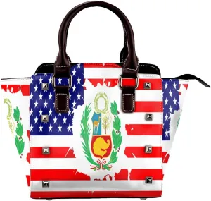 Women's Pu Leather Handbag Rivet Shoulder Bag Studded Top Handle Satchel Crossbody Tote Bag Punk Bag Purse