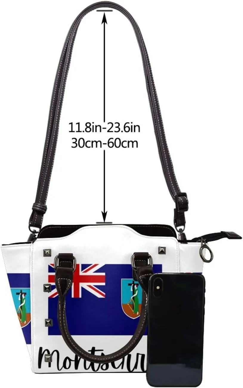 Women's Pu Leather Handbag Rivet Shoulder Bag Studded Top Handle Satchel Crossbody Tote Bag Punk Bag Purse