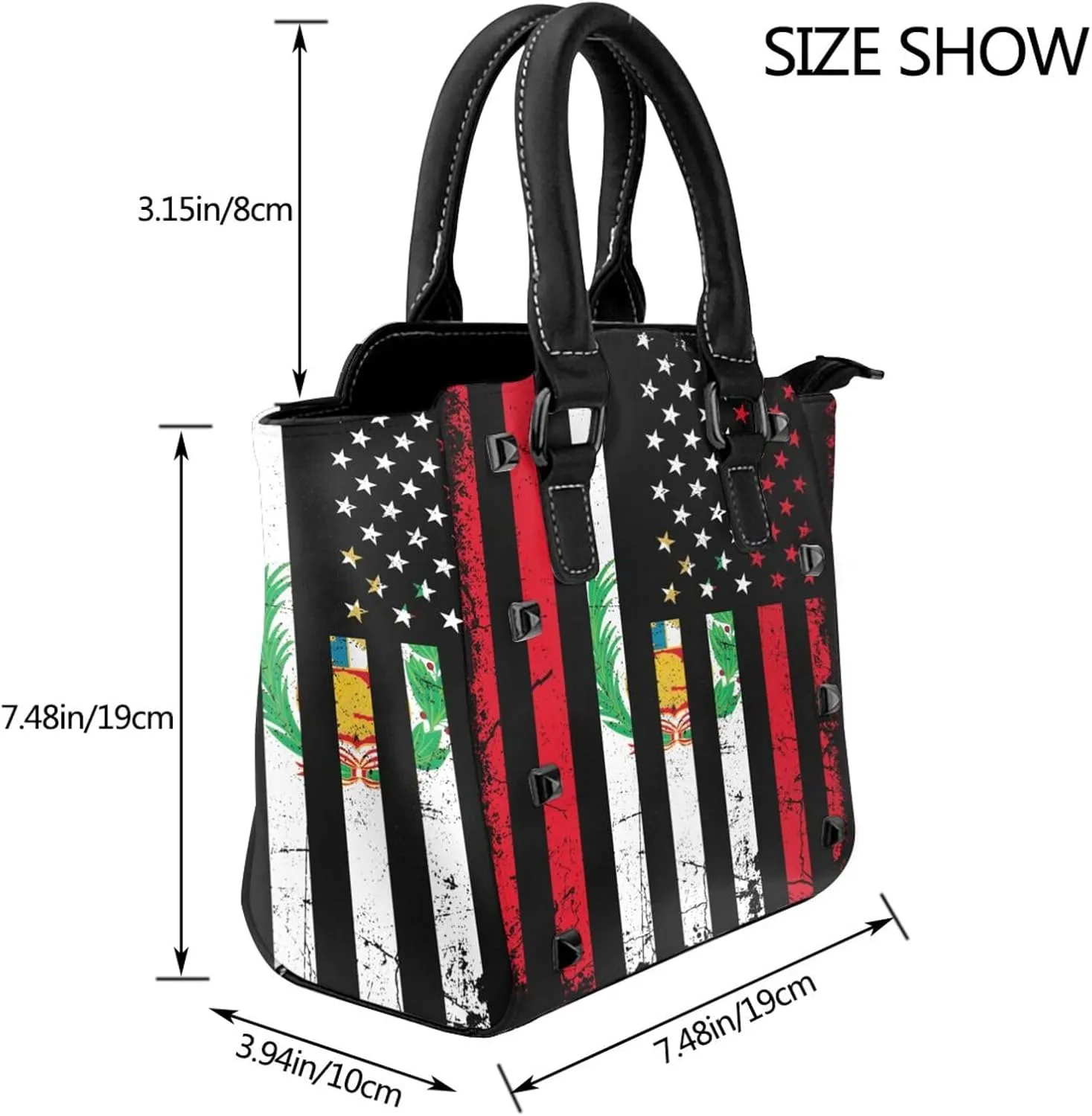 Women's Pu Leather Handbag Rivet Shoulder Bag Studded Top Handle Satchel Crossbody Tote Bag Punk Bag Purse