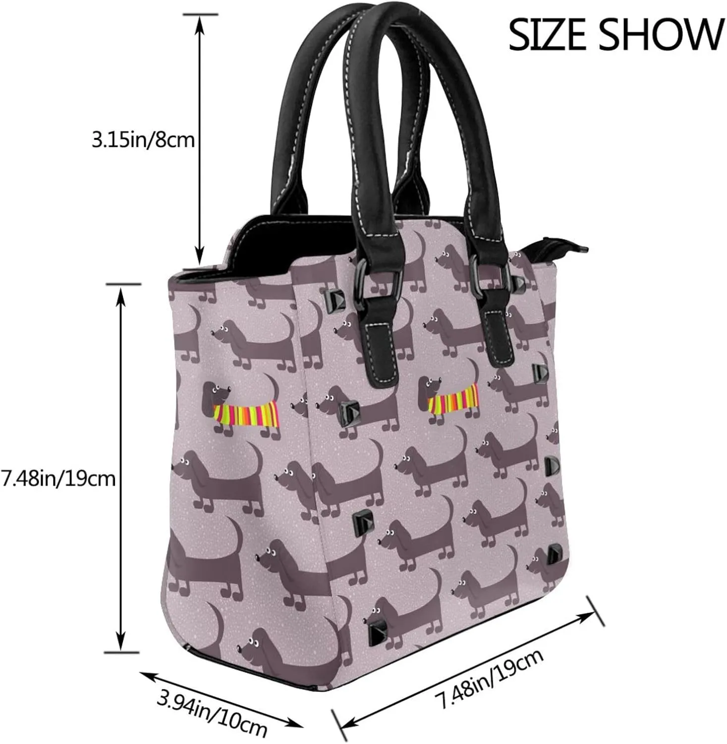 Women's Pu Leather Handbag Rivet Shoulder Bag Studded Top Handle Satchel Crossbody Tote Bag Punk Bag Purse