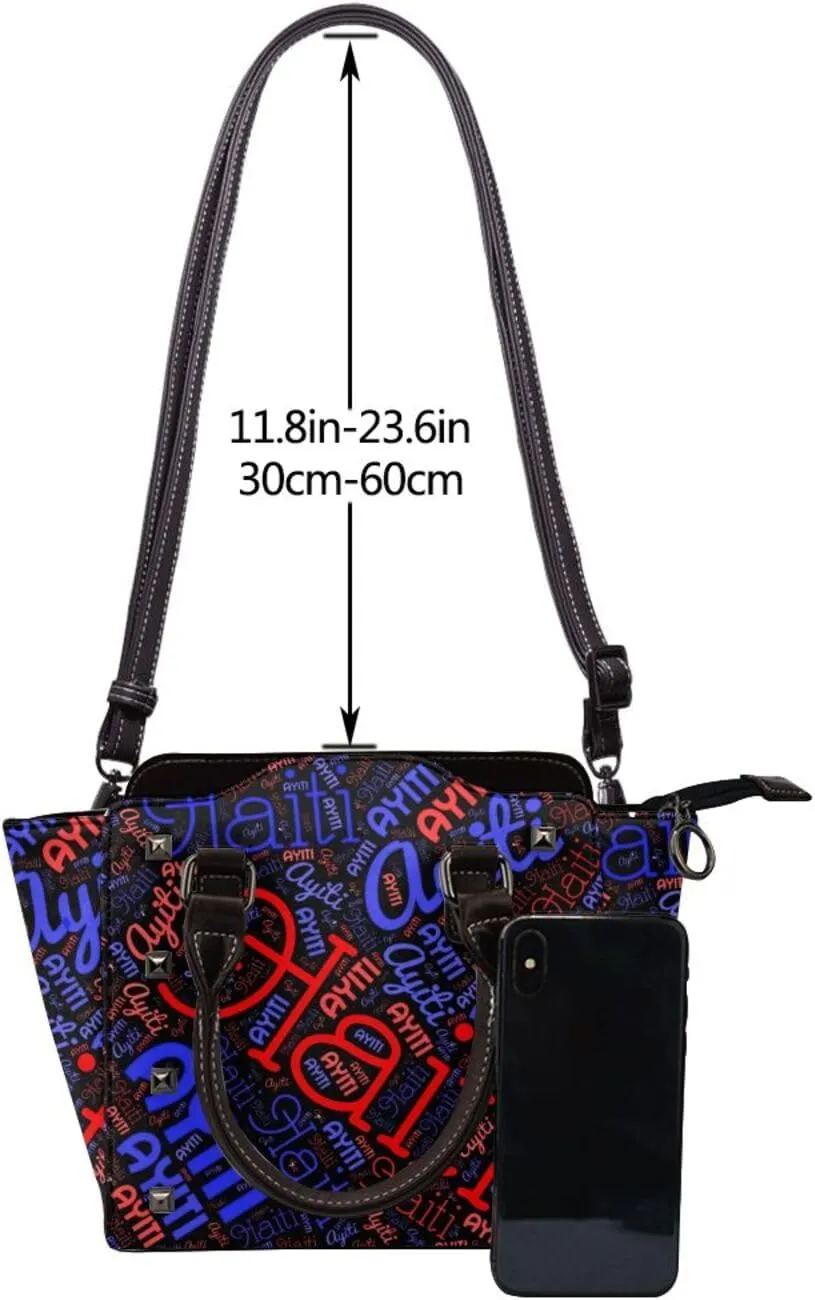 Women's Pu Leather Handbag Rivet Shoulder Bag Studded Top Handle Satchel Crossbody Tote Bag Punk Bag Purse