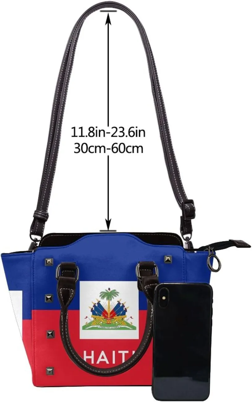 Women's Pu Leather Handbag Rivet Shoulder Bag Studded Top Handle Satchel Crossbody Tote Bag Punk Bag Purse