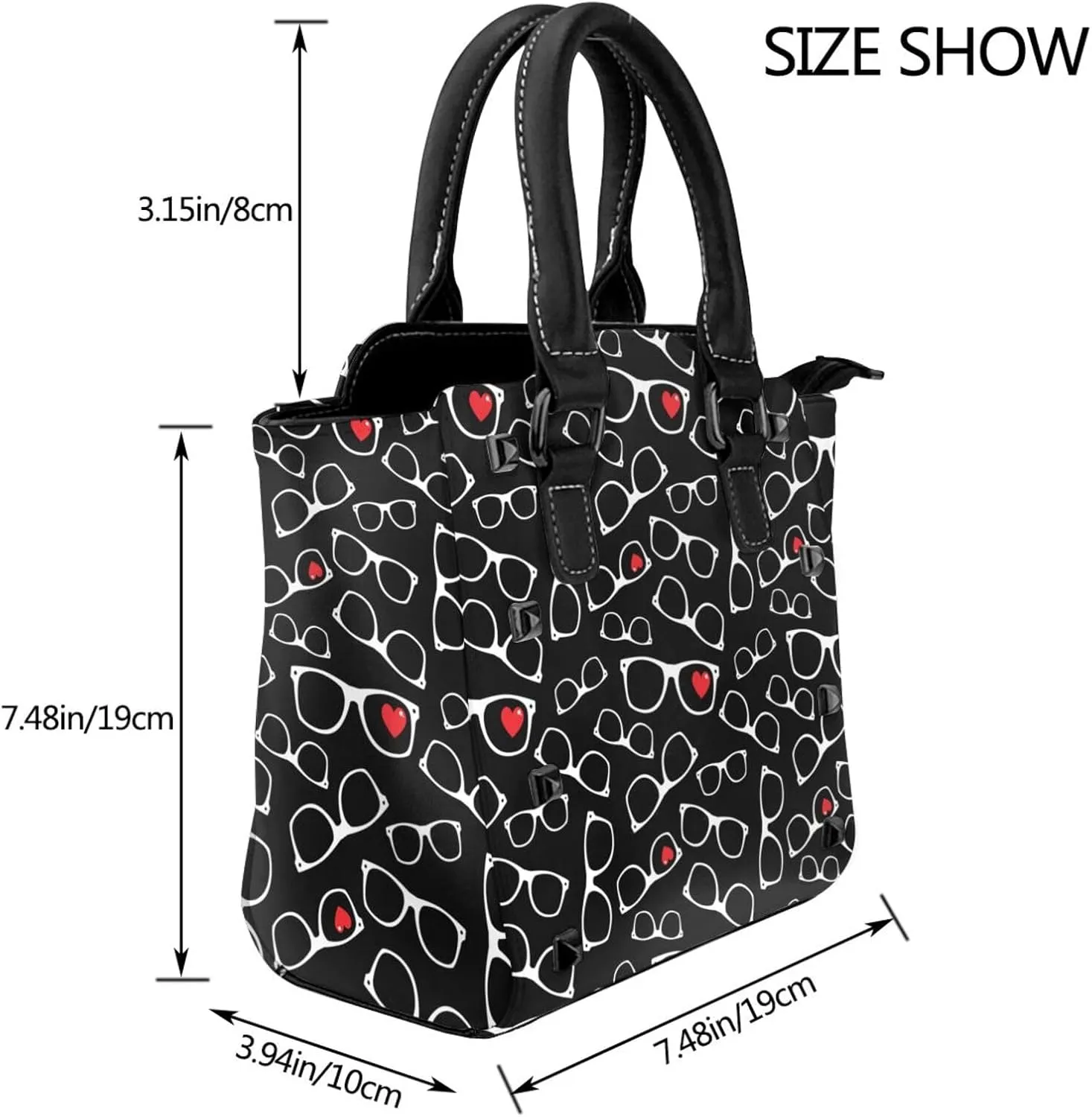 Women's Pu Leather Handbag Rivet Shoulder Bag Studded Top Handle Satchel Crossbody Tote Bag Punk Bag Purse