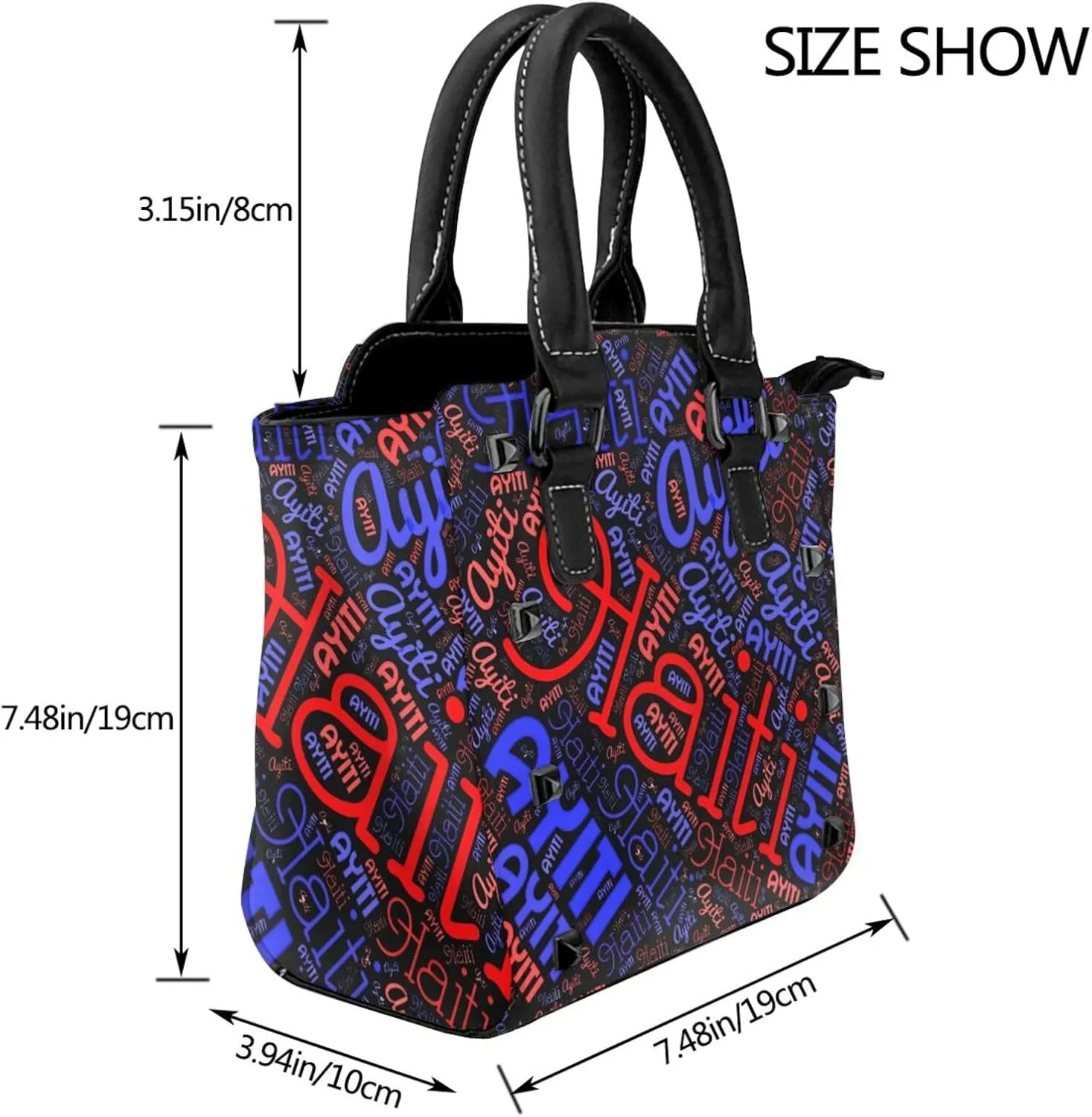 Women's Pu Leather Handbag Rivet Shoulder Bag Studded Top Handle Satchel Crossbody Tote Bag Punk Bag Purse