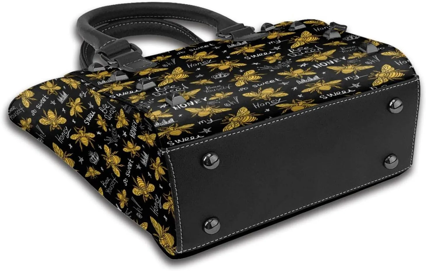Women's Pu Leather Handbag Rivet Shoulder Bag Studded Top Handle Satchel Crossbody Tote Bag Punk Bag Purse