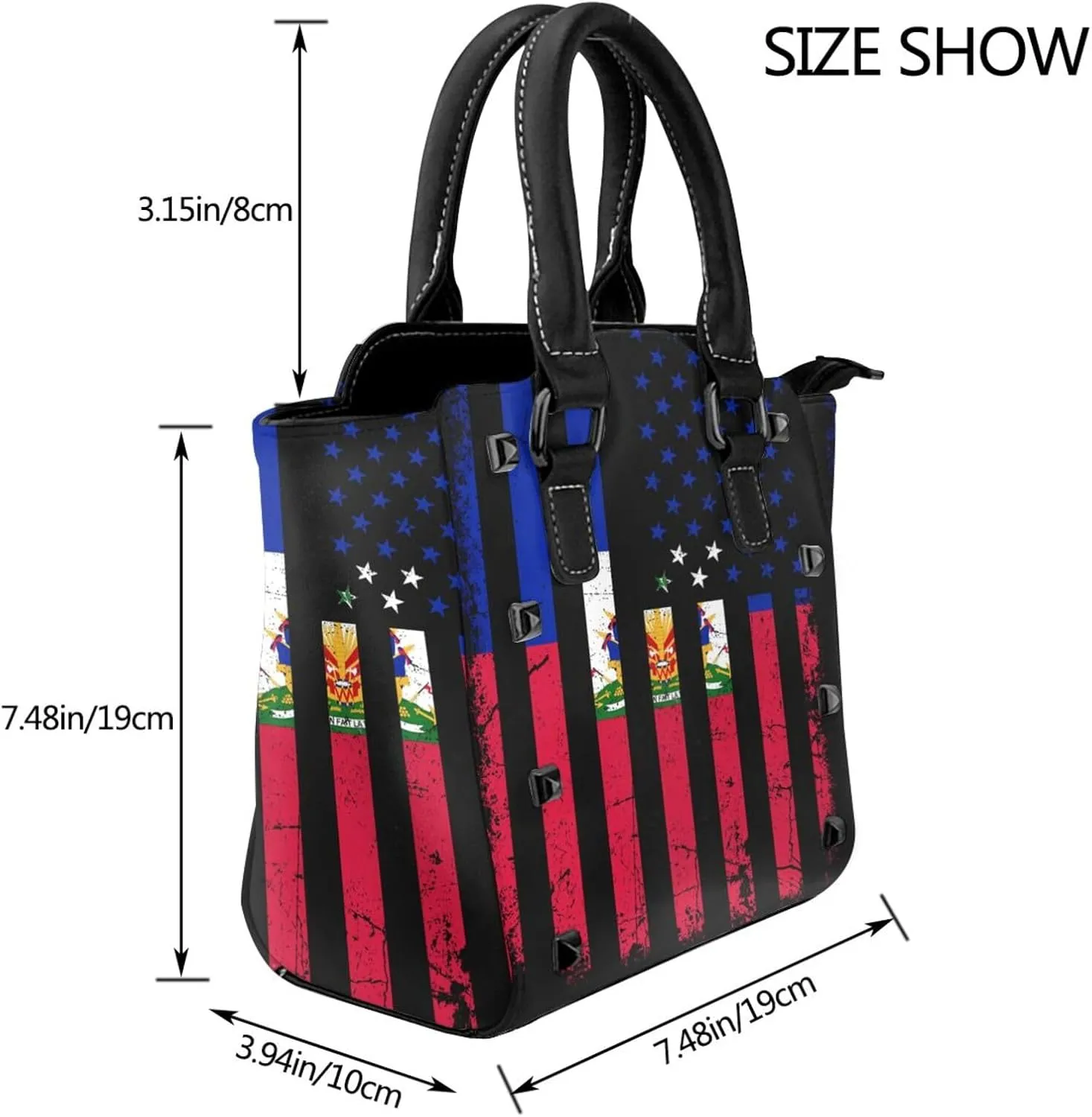 Women's Pu Leather Handbag Rivet Shoulder Bag Studded Top Handle Satchel Crossbody Tote Bag Punk Bag Purse