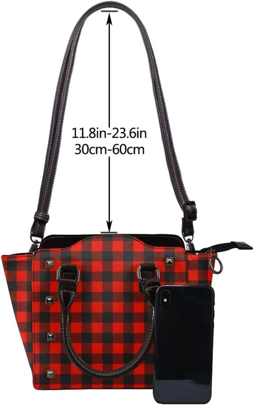 Women's Pu Leather Handbag Rivet Shoulder Bag Studded Top Handle Satchel Crossbody Tote Bag Punk Bag Purse