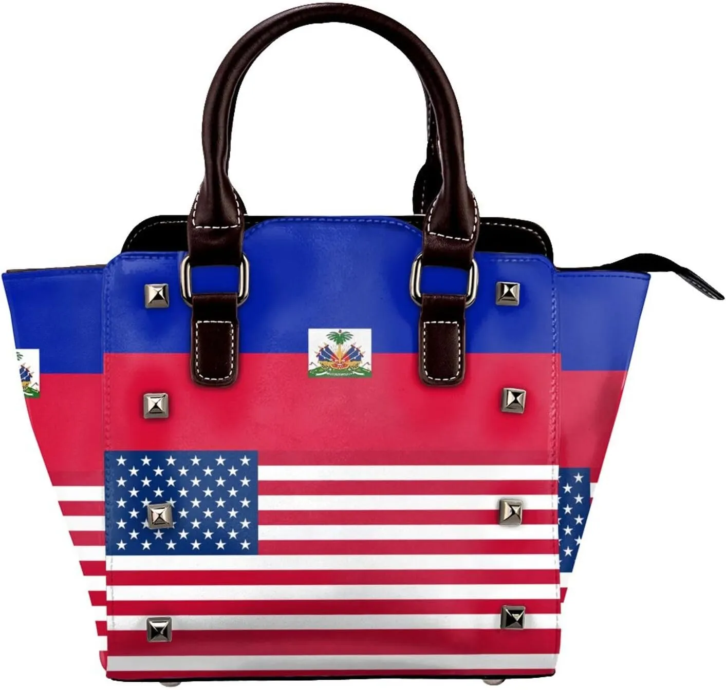 Women's Pu Leather Handbag Rivet Shoulder Bag Studded Top Handle Satchel Crossbody Tote Bag Punk Bag Purse