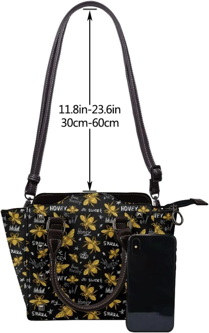 Women's Pu Leather Handbag Rivet Shoulder Bag Studded Top Handle Satchel Crossbody Tote Bag Punk Bag Purse