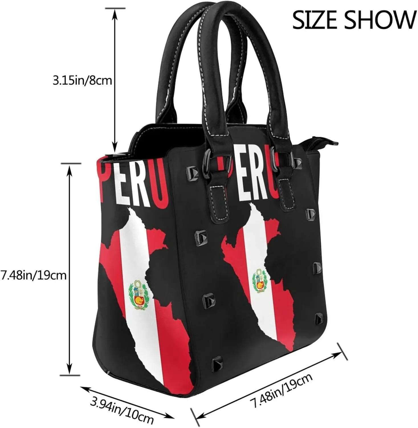 Women's Pu Leather Handbag Rivet Shoulder Bag Studded Top Handle Satchel Crossbody Tote Bag Punk Bag Purse