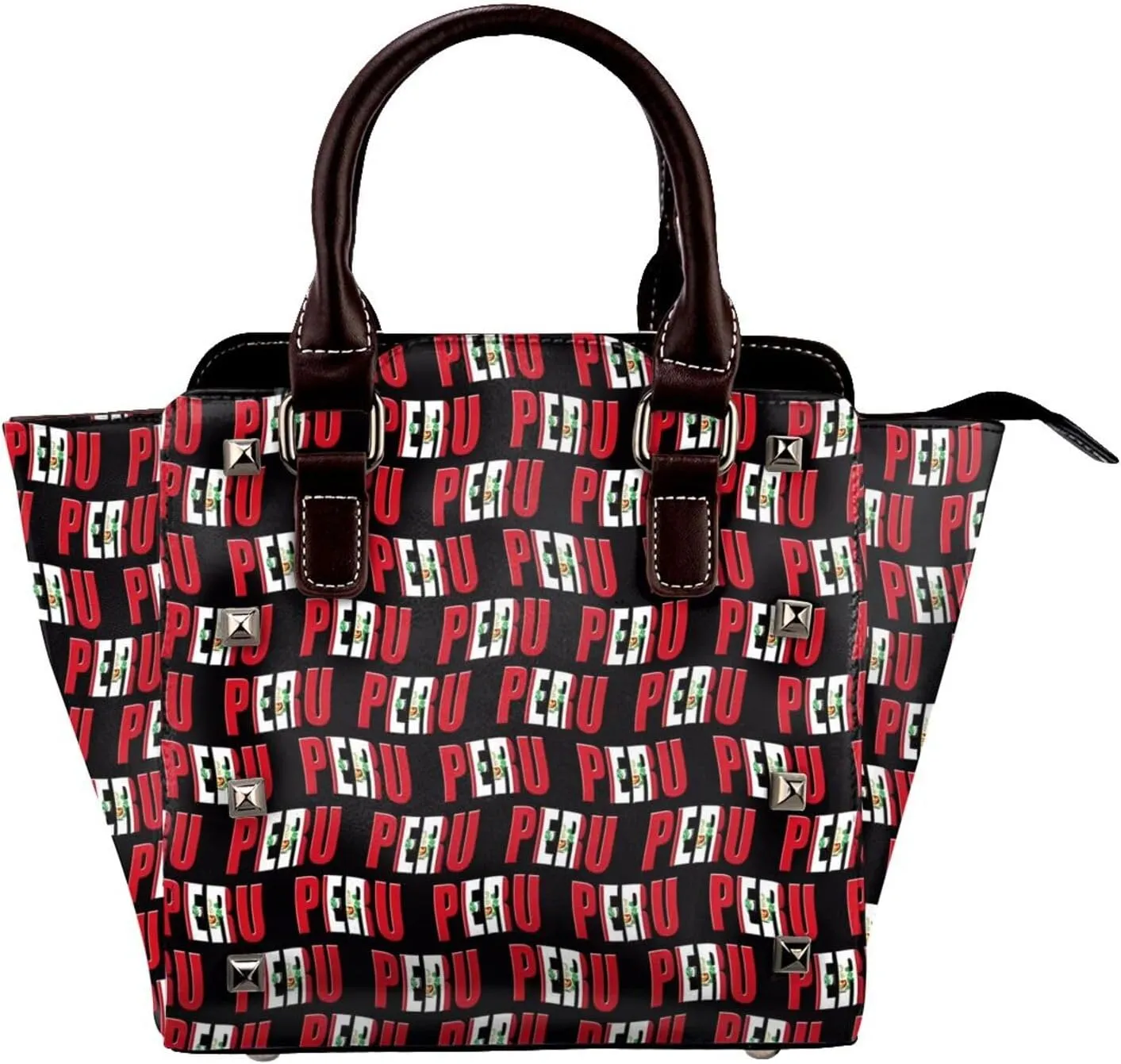 Women's Pu Leather Handbag Rivet Shoulder Bag Studded Top Handle Satchel Crossbody Tote Bag Punk Bag Purse