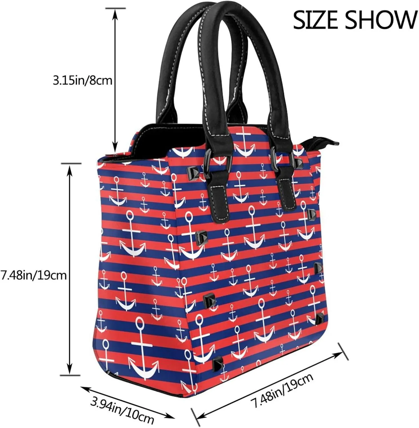 Women's Pu Leather Handbag Rivet Shoulder Bag Studded Top Handle Satchel Crossbody Tote Bag Punk Bag Purse