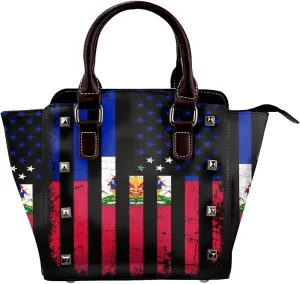 Women's Pu Leather Handbag Rivet Shoulder Bag Studded Top Handle Satchel Crossbody Tote Bag Punk Bag Purse
