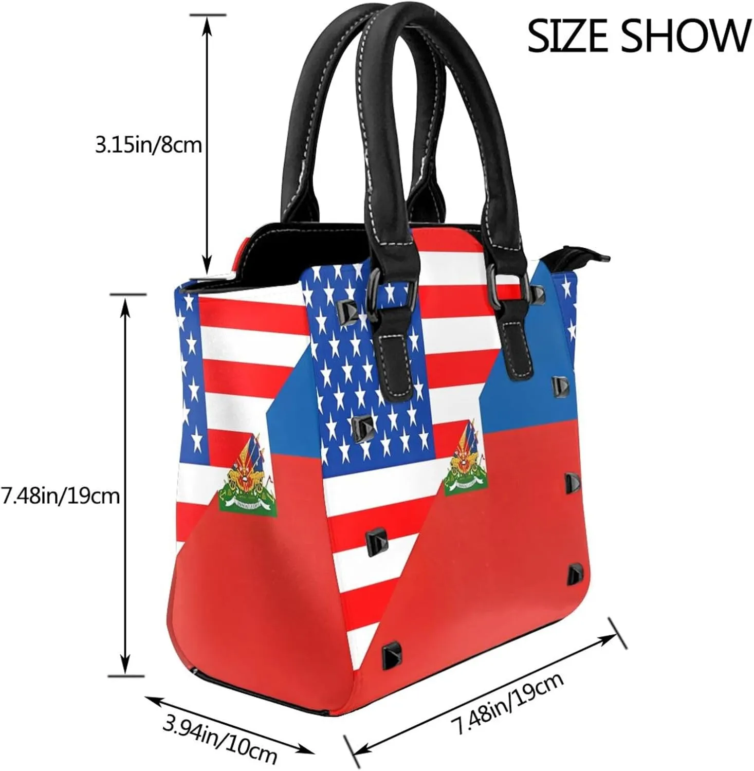 Women's Pu Leather Handbag Rivet Shoulder Bag Studded Top Handle Satchel Crossbody Tote Bag Punk Bag Purse