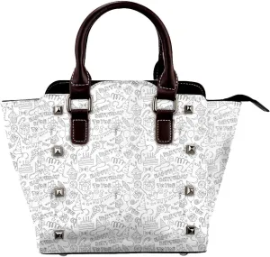 Women's Pu Leather Handbag Rivet Shoulder Bag Studded Top Handle Satchel Crossbody Tote Bag Punk Bag Purse