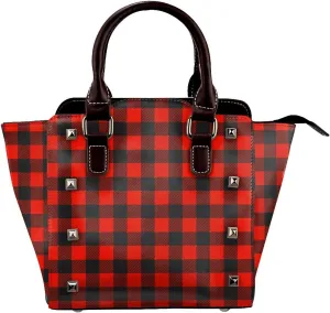Women's Pu Leather Handbag Rivet Shoulder Bag Studded Top Handle Satchel Crossbody Tote Bag Punk Bag Purse