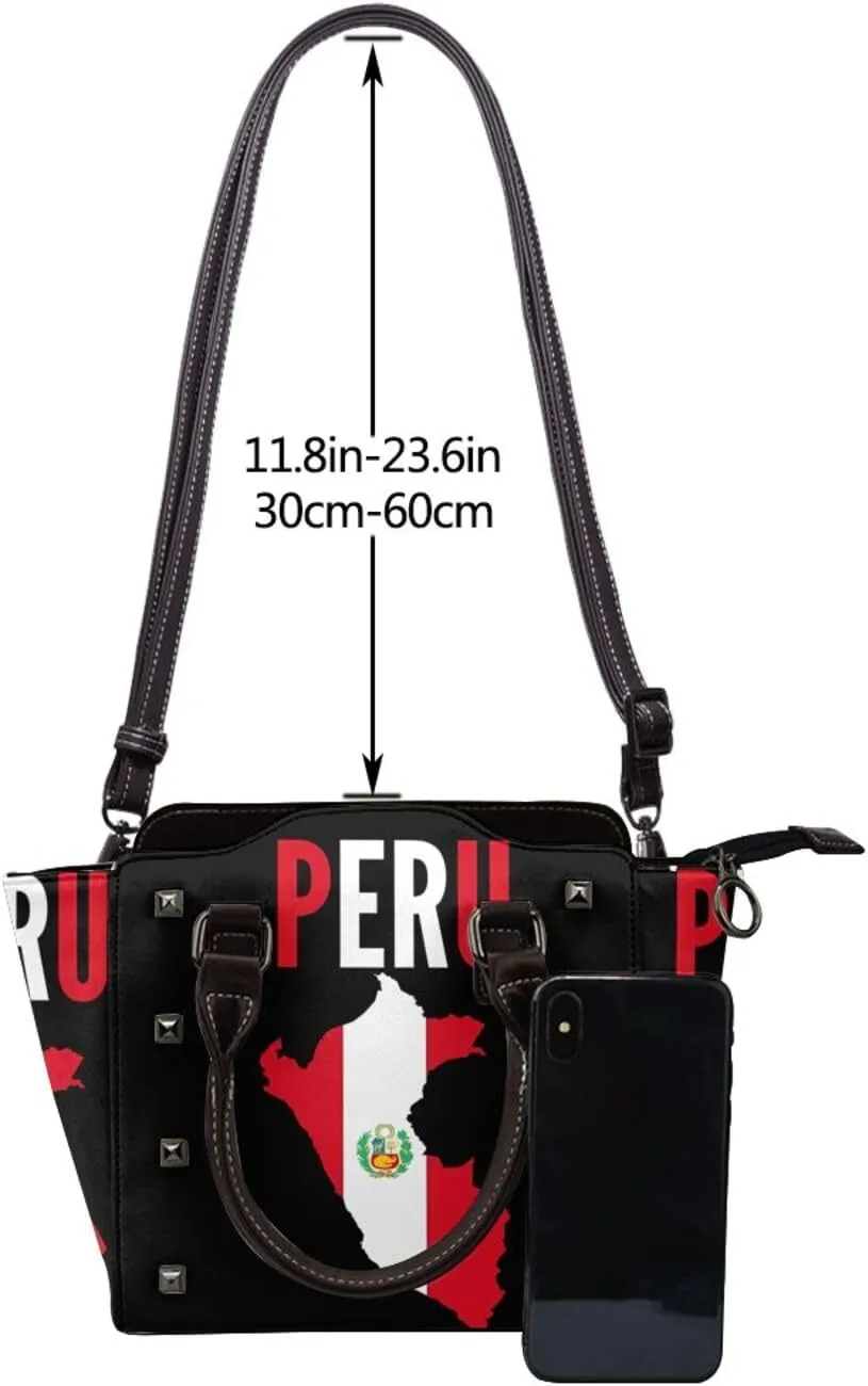 Women's Pu Leather Handbag Rivet Shoulder Bag Studded Top Handle Satchel Crossbody Tote Bag Punk Bag Purse