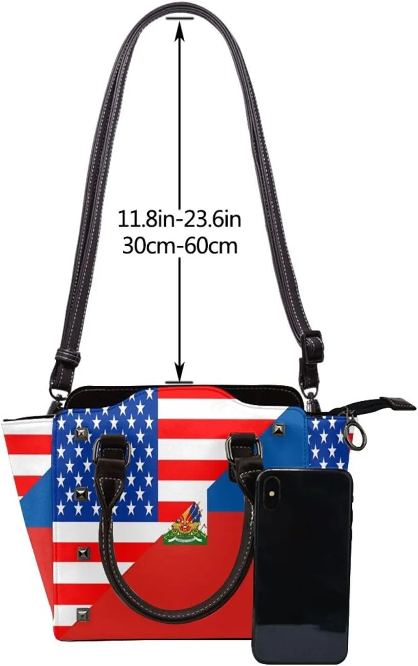 Women's Pu Leather Handbag Rivet Shoulder Bag Studded Top Handle Satchel Crossbody Tote Bag Punk Bag Purse