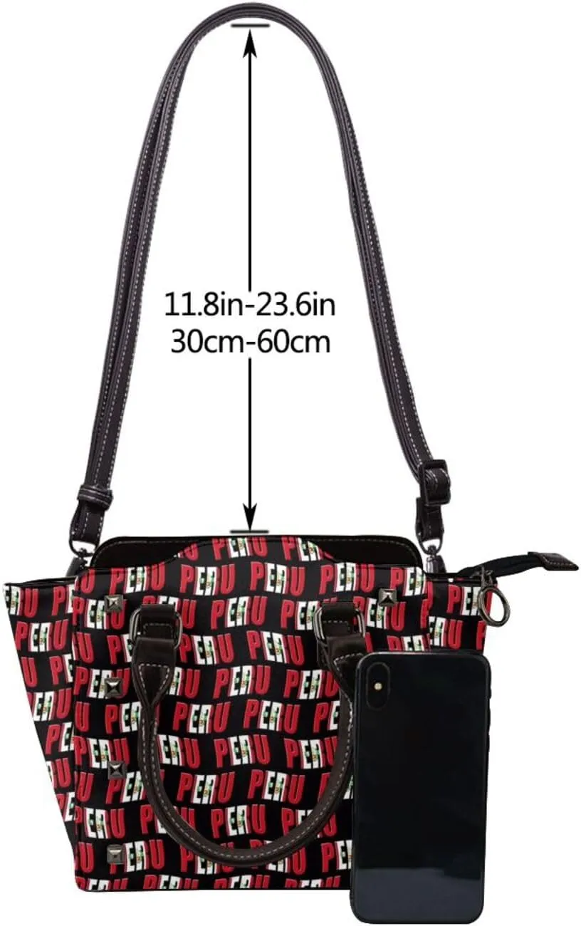 Women's Pu Leather Handbag Rivet Shoulder Bag Studded Top Handle Satchel Crossbody Tote Bag Punk Bag Purse