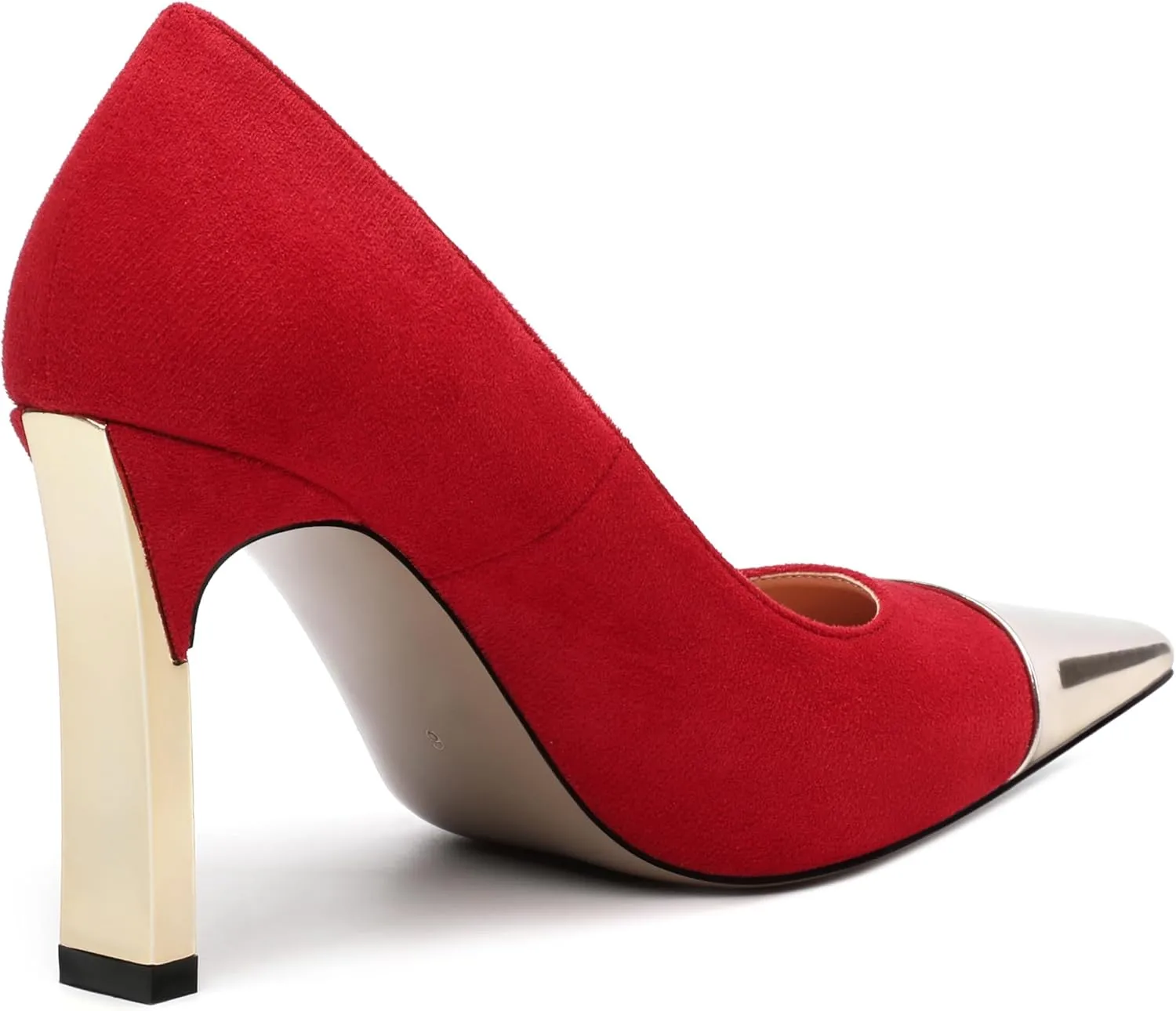 Women's Pumps, Square Toe High Heels, Fashion Patchwork Color Slip On Chunky Heel Shoes for Women