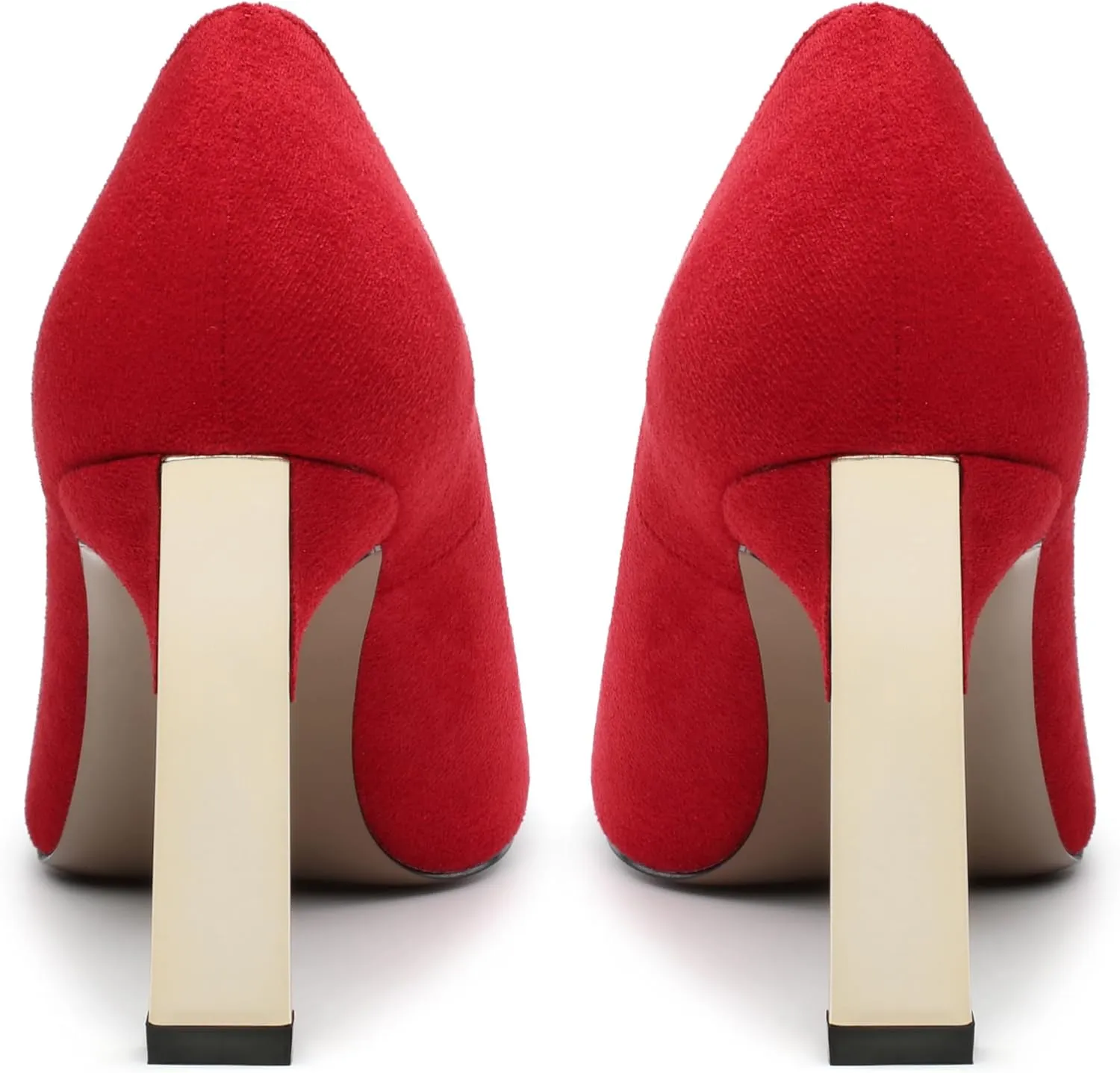 Women's Pumps, Square Toe High Heels, Fashion Patchwork Color Slip On Chunky Heel Shoes for Women