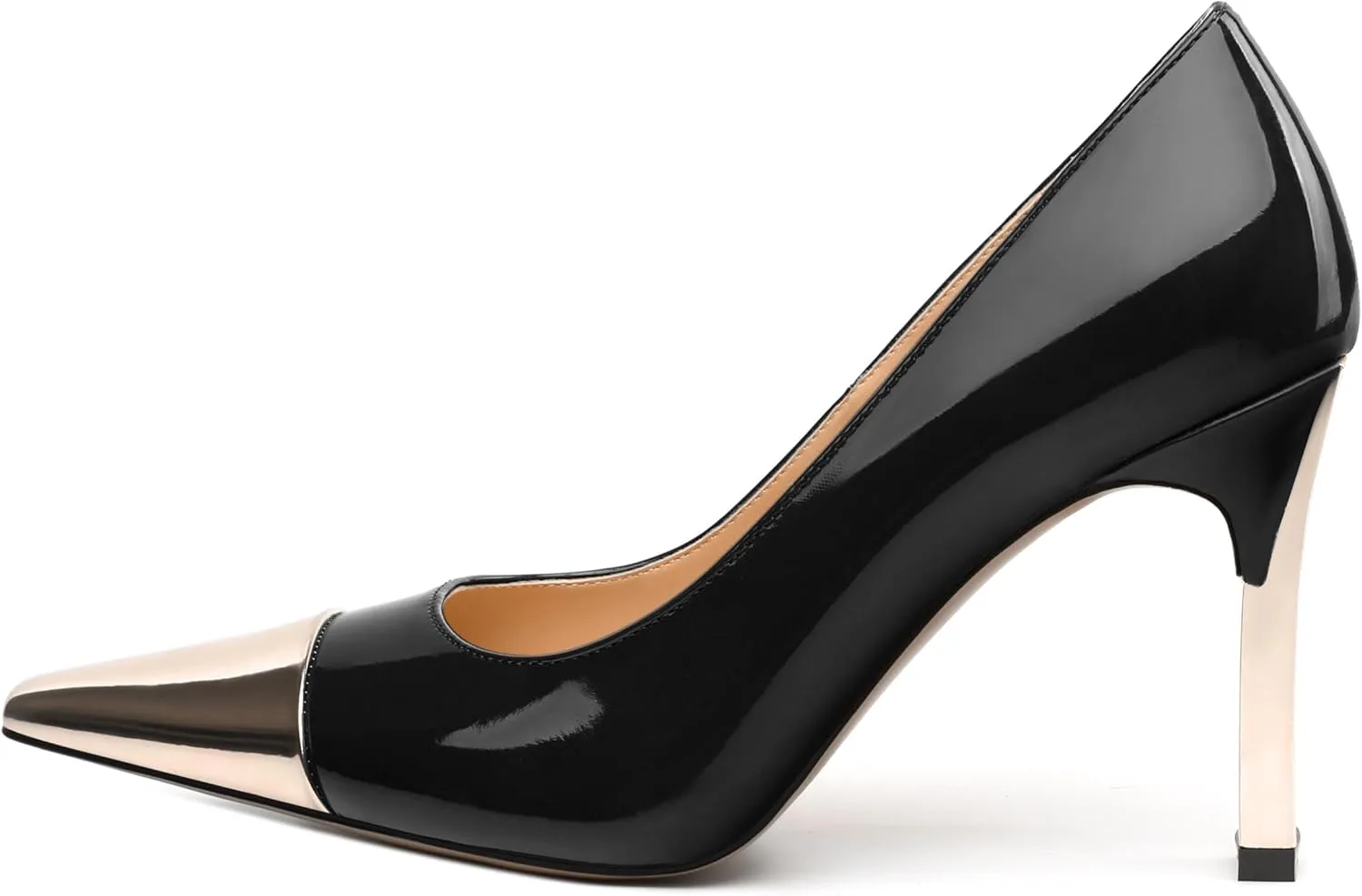 Women's Pumps, Two Toned Patchwork Square Closed Toe High Heels, Fashion Slip On Daily Dressy Shoes for Women