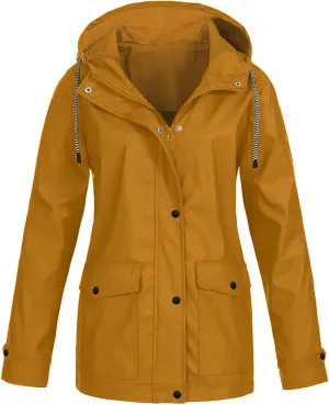 Womens Rain Jacket with Hood Waterproof Windproof Raincoats Lightweight Packable Rain Coats Outerwear with Pocket