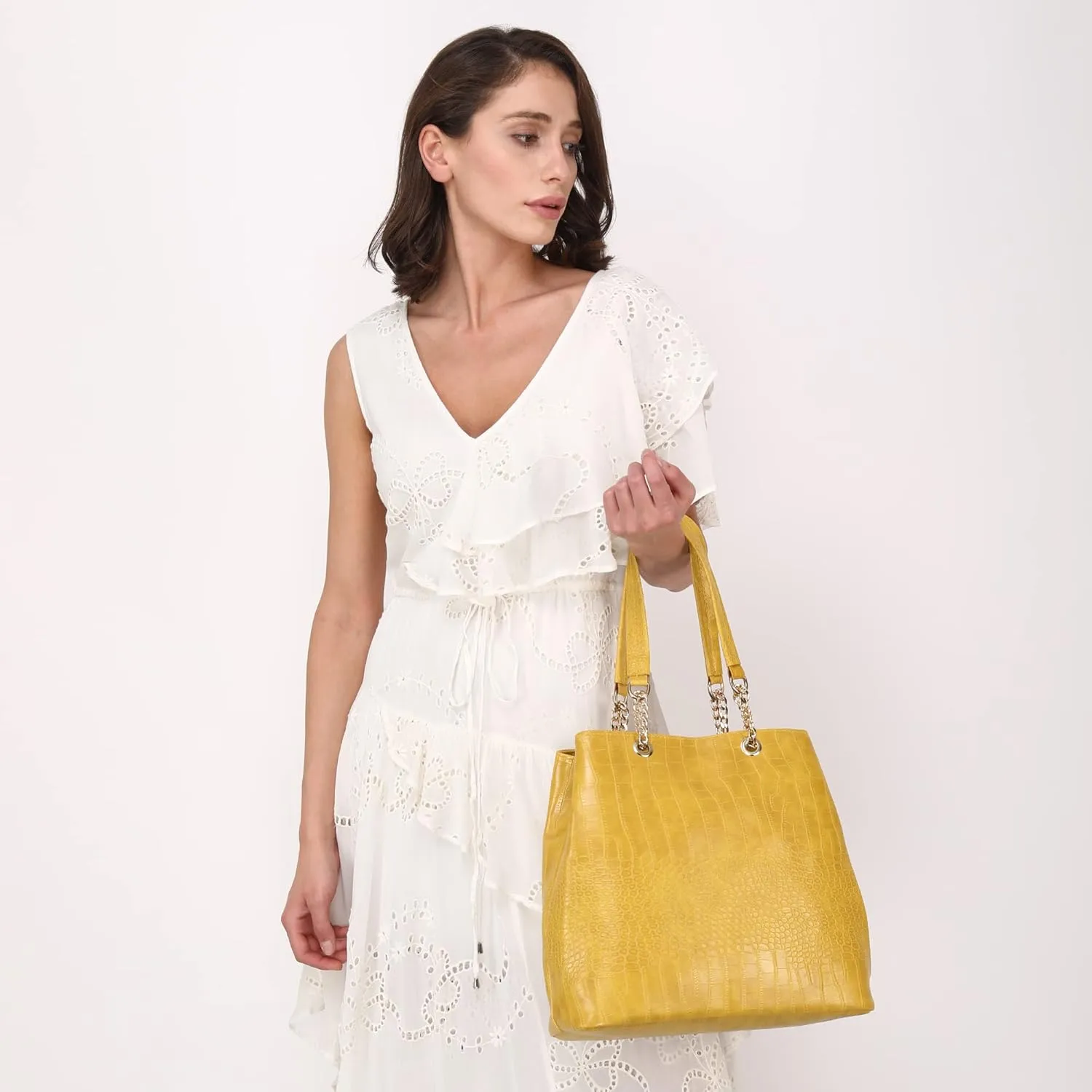 Womens Shoulder Bag | Womens Handbag | Girls Shoulder Bag | Croc Pattern | Chain Handle