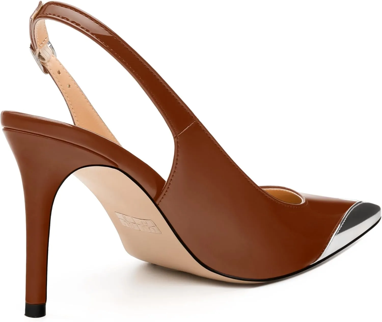 Women's Slingback Pumps, Two Toned Patchwork Pointed Toe High Heels, Slip On Fashion Buckle Daily Working Party Shoes