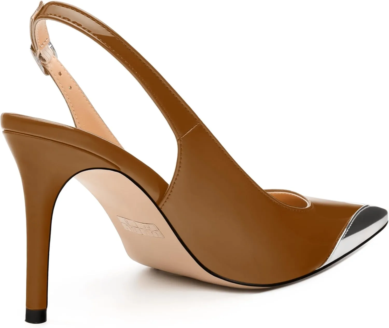 Women's Slingback Pumps, Two Toned Patchwork Pointed Toe High Heels, Slip On Fashion Buckle Daily Working Party Shoes