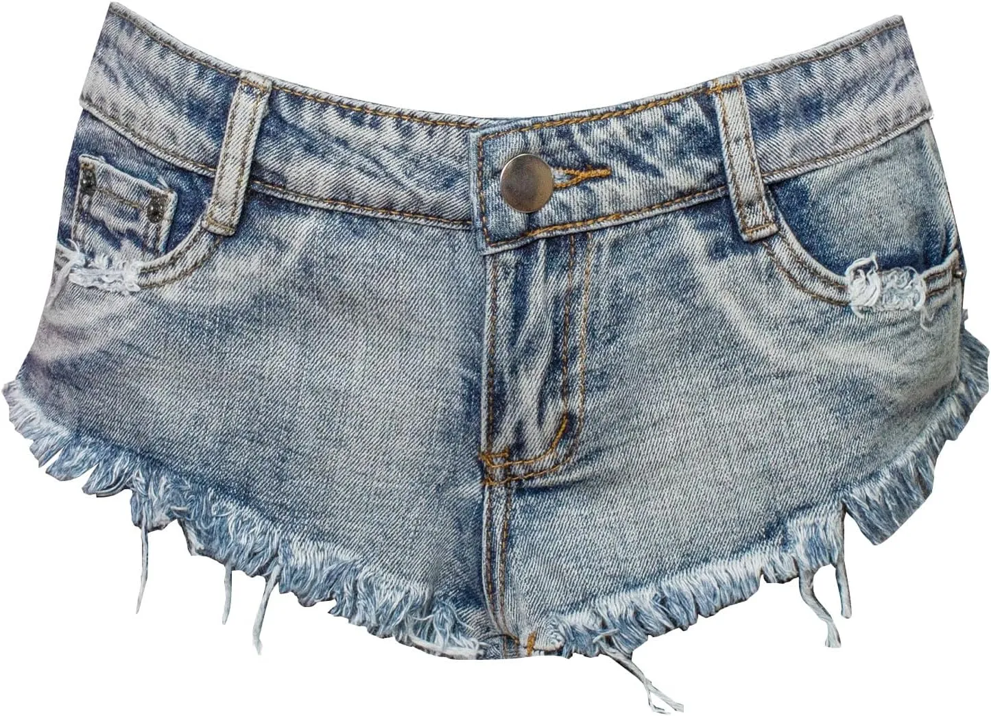 Women's Stretchy Frayed Hem Denim Shorts Low Rise Booty Shorts for Beach Party Wear