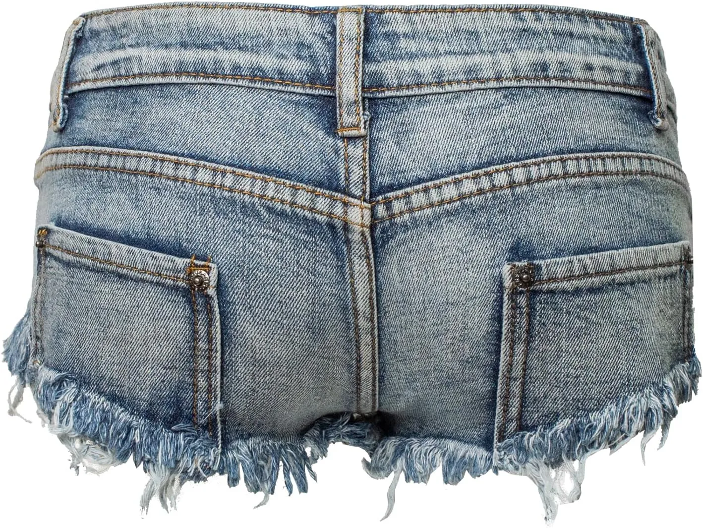 Women's Stretchy Frayed Hem Denim Shorts Low Rise Booty Shorts for Beach Party Wear