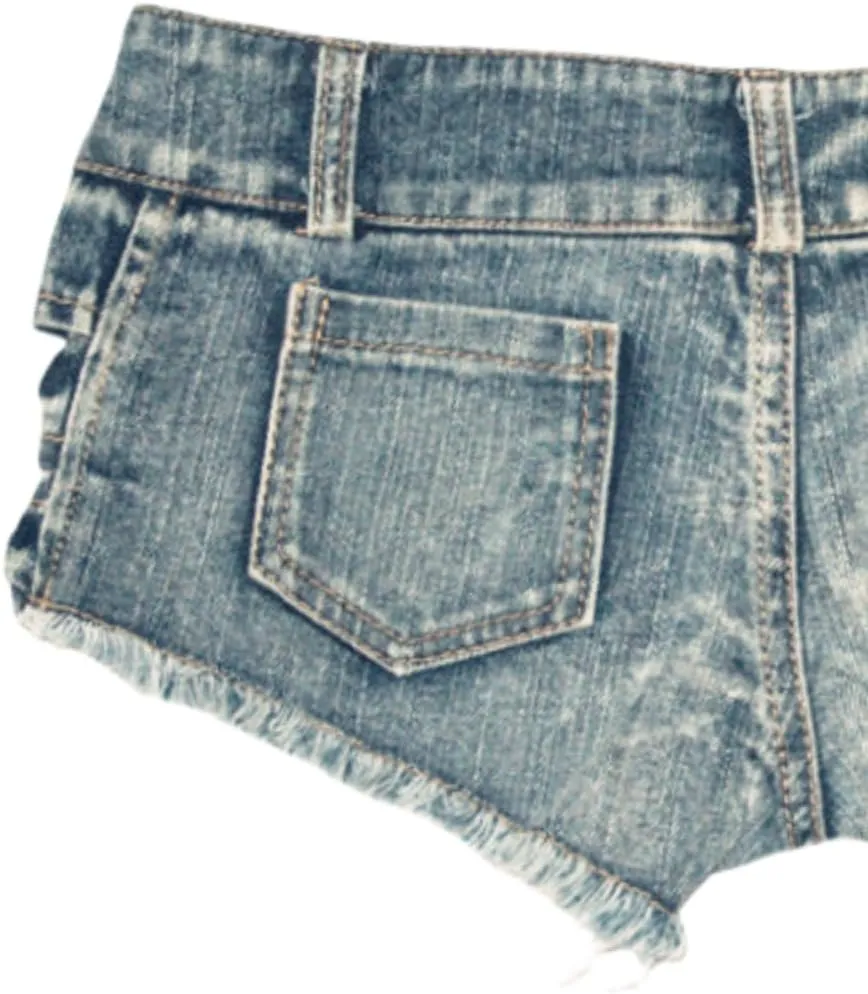 Women's Stretchy Frayed Hem Denim Shorts Low Rise Booty Shorts for Beach Party Wear