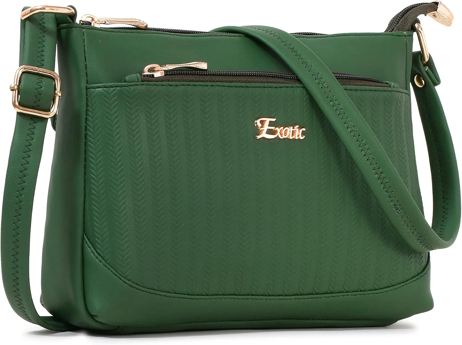 Women's Studded Dual Tone Sling Bag -Green, Green