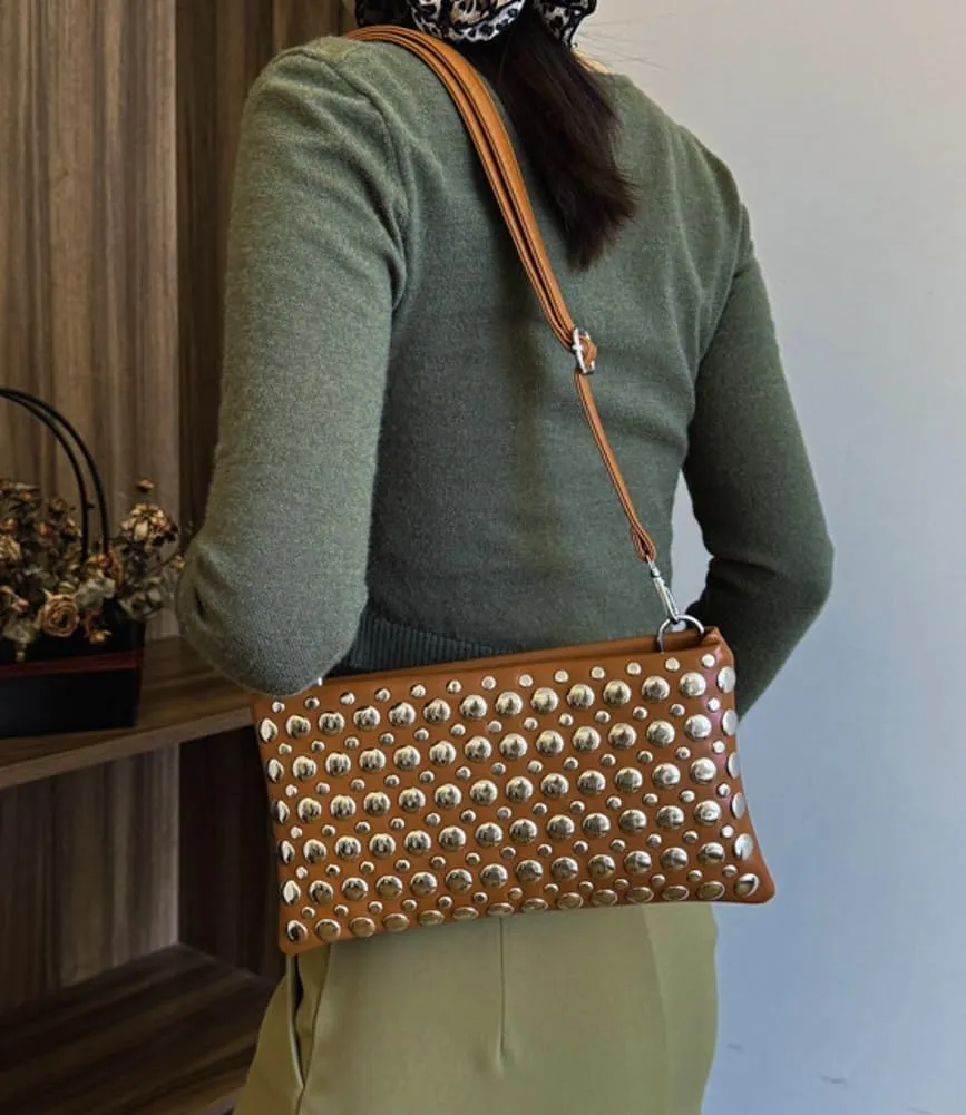 Women's Studded Shoulder Bag Soft PU Y2k Punk Tote Bags Streetwear Underarm Purse Top-handle Hobo Handbag 2025