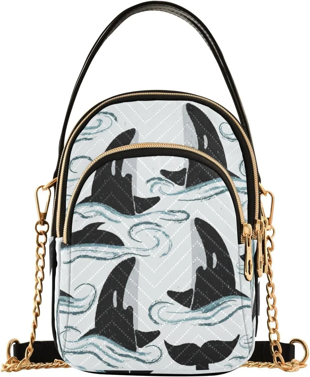 Women's Wave Cross Body Chest Bag, 52 inch Gold Chain Shoulder Handbag Purse