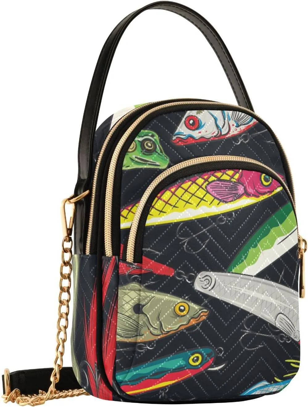 Women's Wave Cross Body Chest Bag, 52 inch Gold Chain Shoulder Handbag Purse