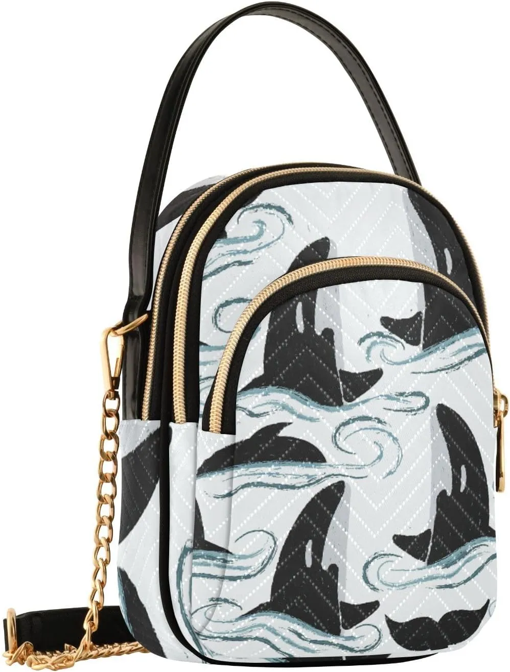 Women's Wave Cross Body Chest Bag, 52 inch Gold Chain Shoulder Handbag Purse