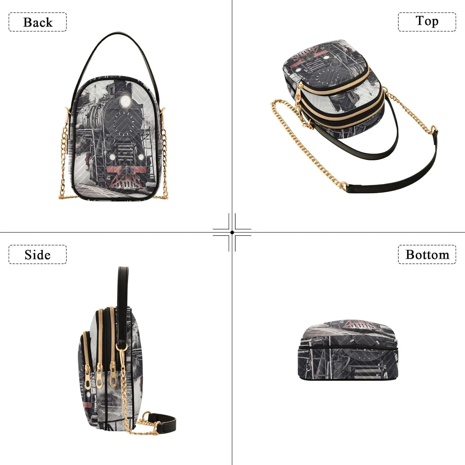Women's Wave Cross Body Chest Bag, 52 inch Gold Chain Shoulder Handbag Purse
