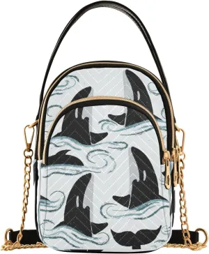 Women's Wave Cross Body Chest Bag, 52 inch Gold Chain Shoulder Handbag Purse