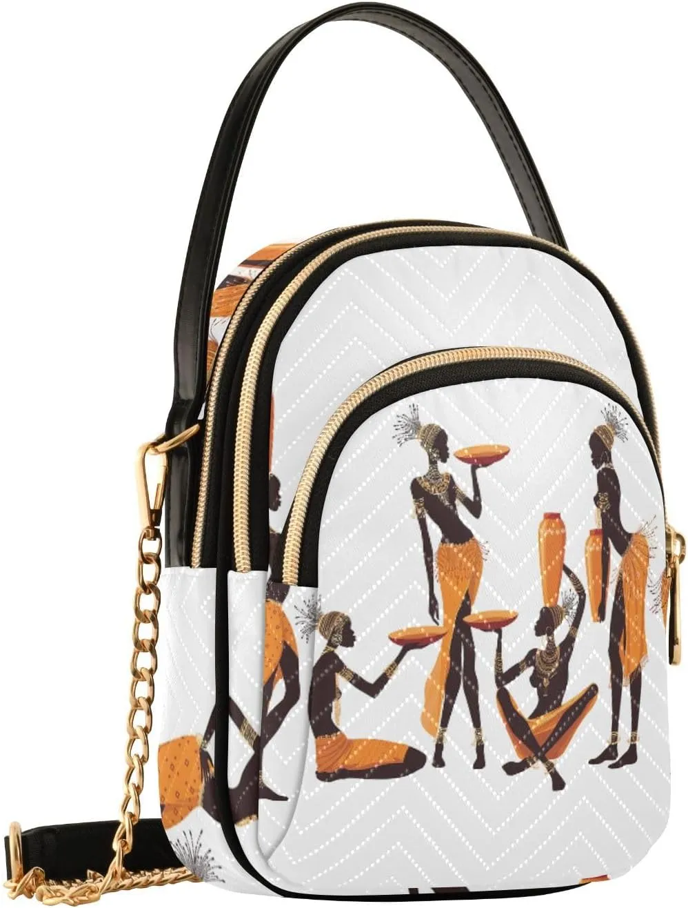Women's Wave Cross Body Chest Bag, 52 inch Gold Chain Shoulder Handbag Purse