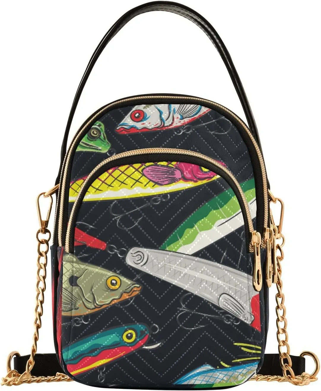 Women's Wave Cross Body Chest Bag, 52 inch Gold Chain Shoulder Handbag Purse