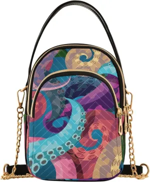 Women's Wave Cross Body Chest Bag, 52 inch Gold Chain Shoulder Handbag Purse