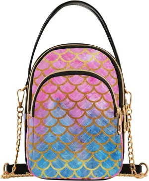 Women's Wave Cross Body Chest Bag, 52 inch Gold Chain Shoulder Handbag Purse