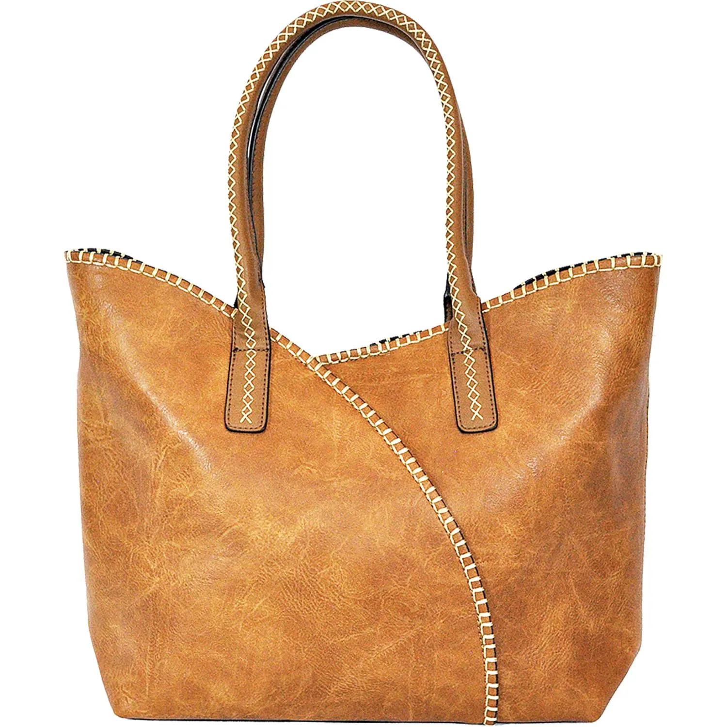 Women's Wear NE Wear 2 Piece Set Purse Brown Faux Leather