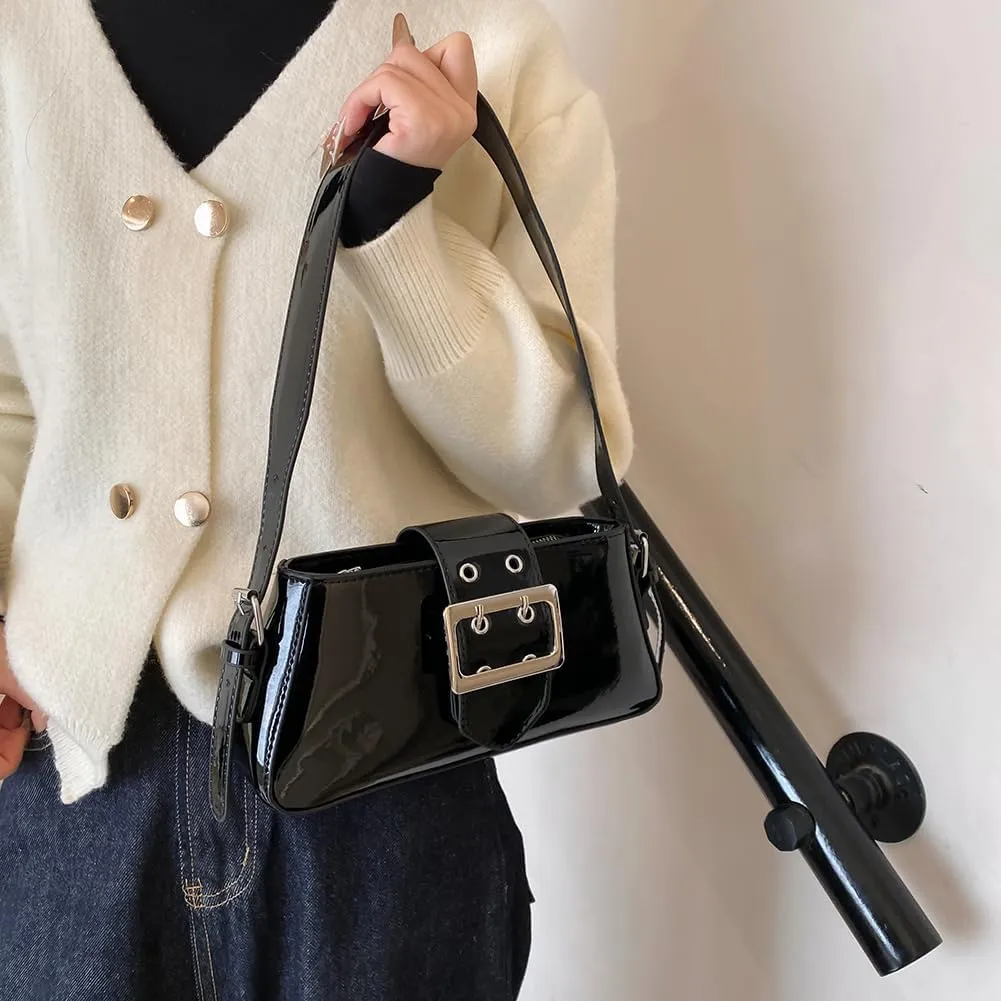 Women's Y2K Purse,Studded Shoulder Bag PU Leather Hobo Bag Underarm Shoulder Bag 2024 Trendy Clutch Purse with Buckle
