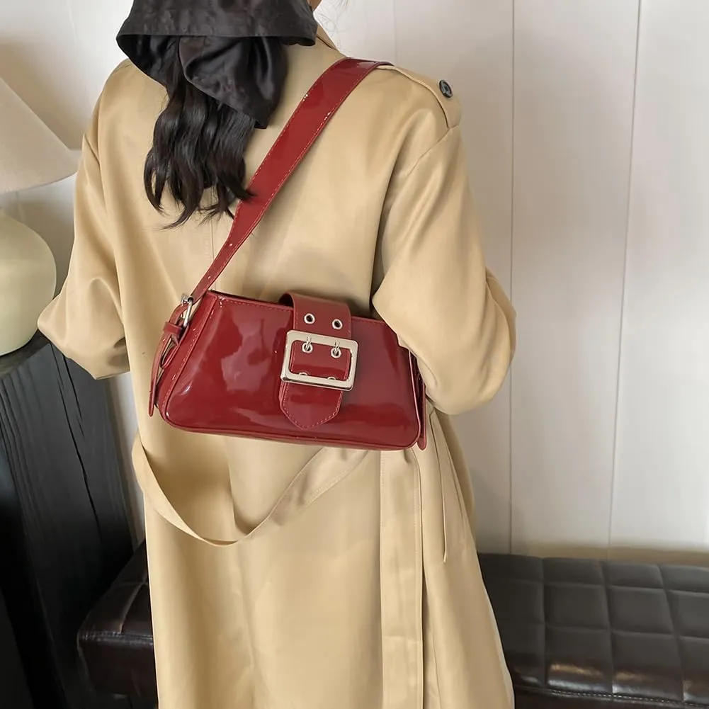 Women's Y2K Purse,Studded Shoulder Bag PU Leather Hobo Bag Underarm Shoulder Bag 2024 Trendy Clutch Purse with Buckle
