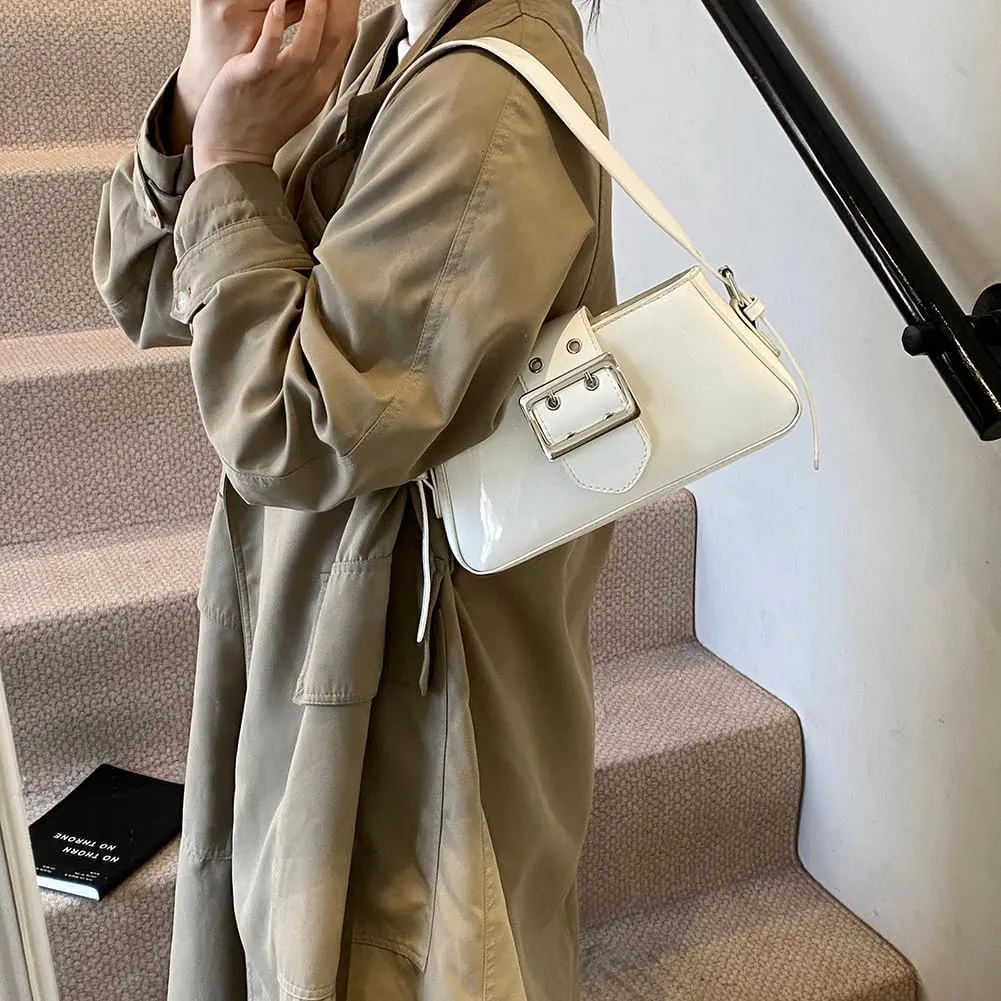 Women's Y2K Purse,Studded Shoulder Bag PU Leather Hobo Bag Underarm Shoulder Bag 2024 Trendy Clutch Purse with Buckle